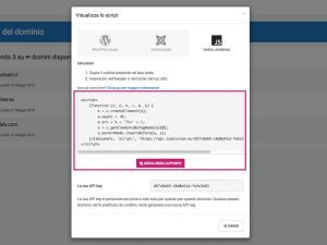 3 - Seleziona la tab Codice Javascript e cliccare sul tasto Copia negli appunti
