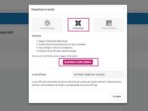 3 - Seleziona la tab Joomla plugin e cliccare sul tasto Scarica Plugin Joomla